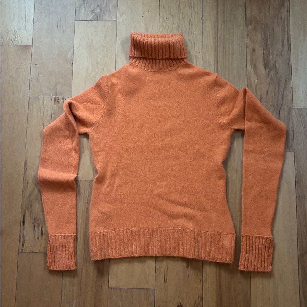 Lord and Taylor 2ply orange Cashmere turtleneck.